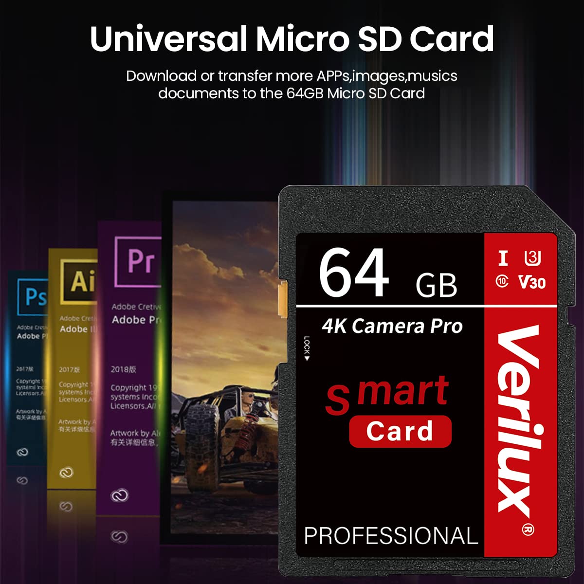 Verilux SD Card 64 GB Memory Card High Speed Camera SD Card Verilux SD Card 64 GB Memory Card High Speed Camera SD Card